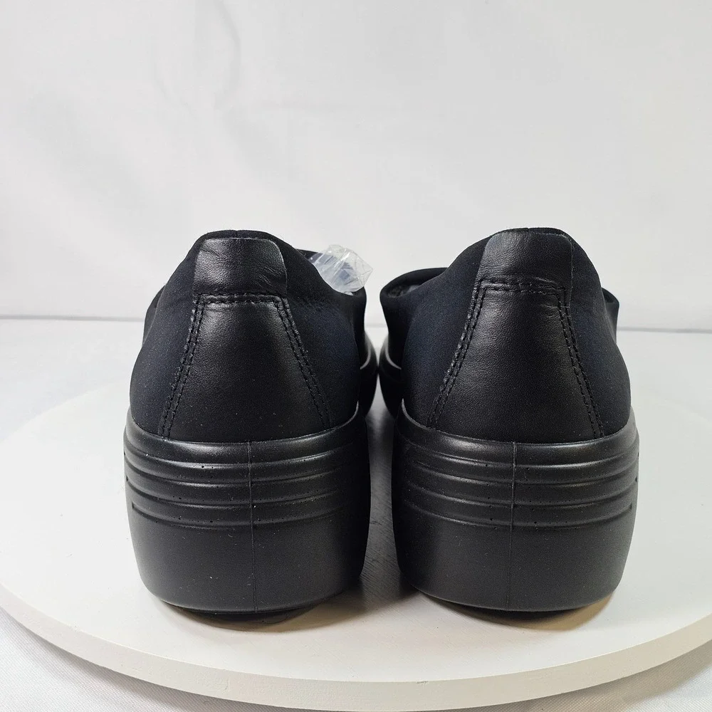 ECCO Soft 7 Wedge‎ Danish Design Black Slip On Sneakers Women Size 40 Comfort